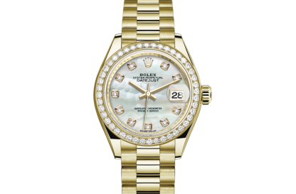 replica Rolex Lady-Datejust Oyster 28 mm oro giallo e diamanti Quadrante bianco M279138RBR-0015