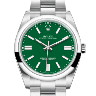 replica Rolex Oyster Perpetual 41 Oyster 41 mm Oystersteel Quadrante verde M124300-0005
