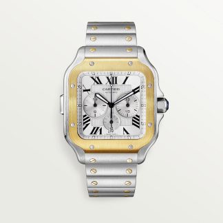 replica cartier Orologio Santos de Cartier Cronografo Modello extra-large acciaio oro giallo - CRW2SA0008